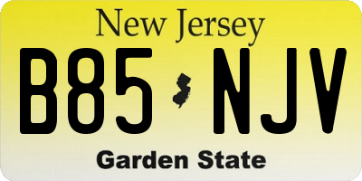 NJ license plate B85NJV
