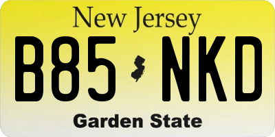 NJ license plate B85NKD