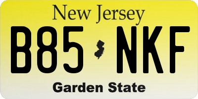 NJ license plate B85NKF