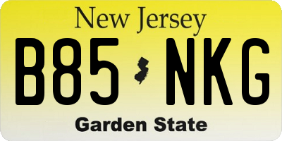 NJ license plate B85NKG