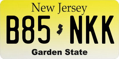 NJ license plate B85NKK