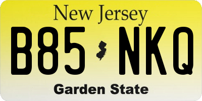 NJ license plate B85NKQ