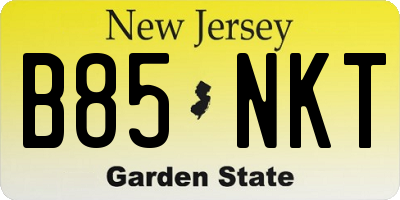 NJ license plate B85NKT