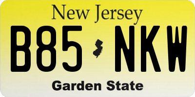 NJ license plate B85NKW