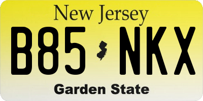 NJ license plate B85NKX