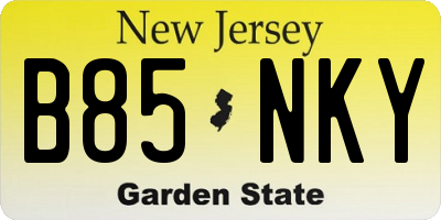 NJ license plate B85NKY