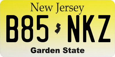 NJ license plate B85NKZ