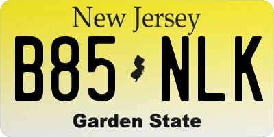 NJ license plate B85NLK