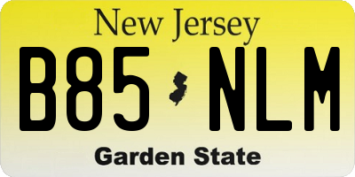 NJ license plate B85NLM