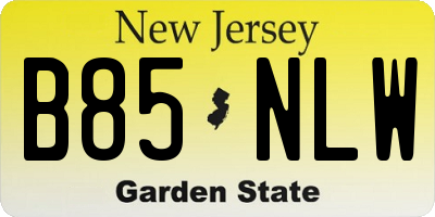 NJ license plate B85NLW