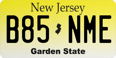 NJ license plate B85NME