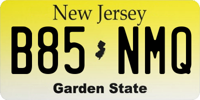 NJ license plate B85NMQ