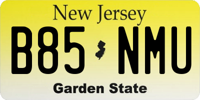 NJ license plate B85NMU