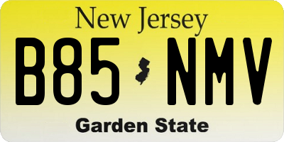 NJ license plate B85NMV