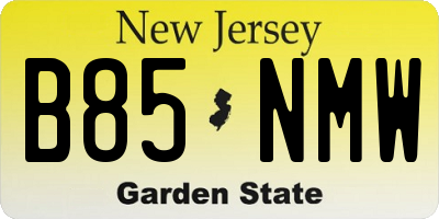 NJ license plate B85NMW
