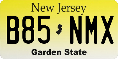 NJ license plate B85NMX