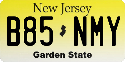 NJ license plate B85NMY