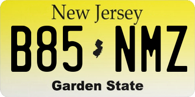 NJ license plate B85NMZ