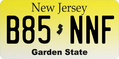 NJ license plate B85NNF