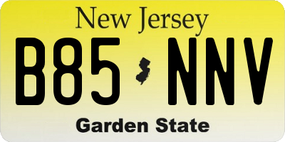 NJ license plate B85NNV