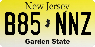 NJ license plate B85NNZ