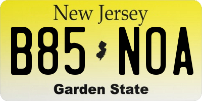 NJ license plate B85NOA