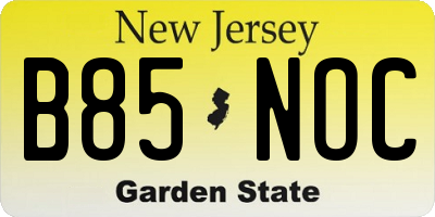 NJ license plate B85NOC