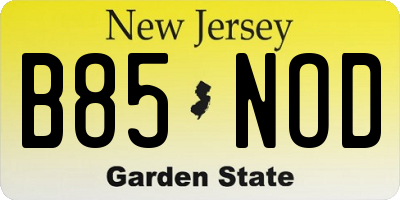 NJ license plate B85NOD