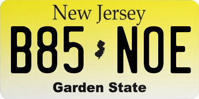 NJ license plate B85NOE
