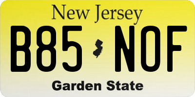 NJ license plate B85NOF