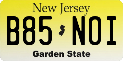 NJ license plate B85NOI