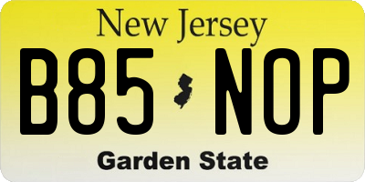 NJ license plate B85NOP