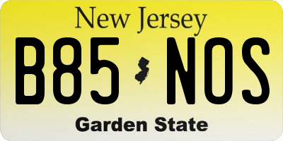 NJ license plate B85NOS