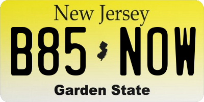 NJ license plate B85NOW