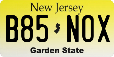 NJ license plate B85NOX