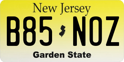 NJ license plate B85NOZ