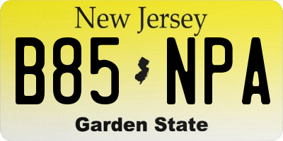 NJ license plate B85NPA