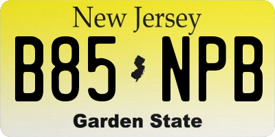 NJ license plate B85NPB