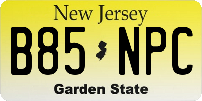NJ license plate B85NPC