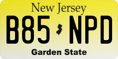 NJ license plate B85NPD