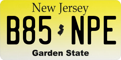 NJ license plate B85NPE