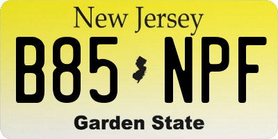 NJ license plate B85NPF