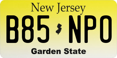 NJ license plate B85NPO