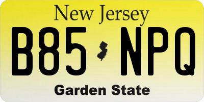 NJ license plate B85NPQ