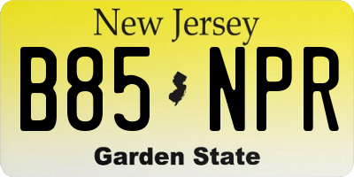 NJ license plate B85NPR