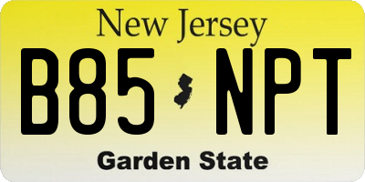NJ license plate B85NPT