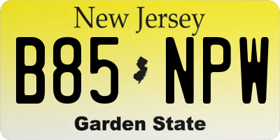 NJ license plate B85NPW