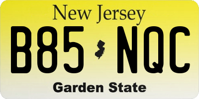 NJ license plate B85NQC