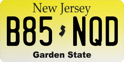 NJ license plate B85NQD