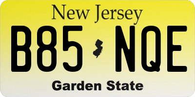 NJ license plate B85NQE